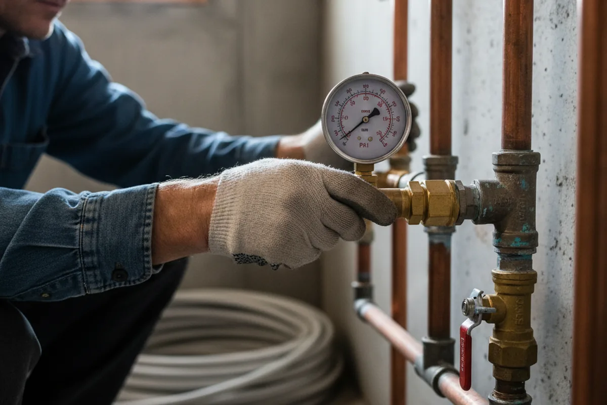 Pressure testing a repaired line during Water Line Repair in Oshkosh